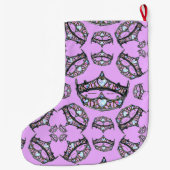 クイーンハートシルバークラウンティアラスピンクストッキング ラージクリスマスストッキング (裏面)