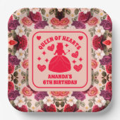 クイーンハートバラ誕生日紙プレート ペーパープレート (正面)