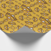 クイーンハート金ゴールドクラウンティアラパターンマスタード ラッピングペーパー (角)