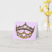 クイーンハート金ゴールドクラウンティアラピンク薄紫ノテカード カード (黄色い花)