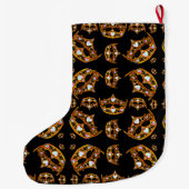 クイーンハート金ゴールドクラウンティアラブラックストッキング ラージクリスマスストッキング (裏面)