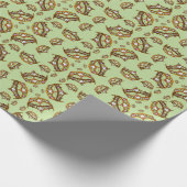 クイーンハート金ゴールドクラウンティアラ柄ミントギフト ラッピングペーパー (角)