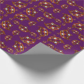クイーンハート金ゴールドクラウンティアラ模様パープルギフト ラッピングペーパー (角)