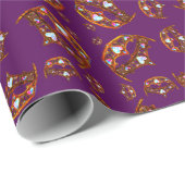 クイーンハート金ゴールドクラウンティアラ模様パープルギフト ラッピングペーパー (ロールコーナー)
