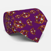 クイーンハート金ゴールドクラウンティアラ模様パープルタイ ネクタイ (ロール)