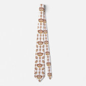 クイーンハート金ゴールドクラウンティアラ模様ホワイトタイ ネクタイ (正面)