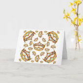 クイーンハート金ゴールドクラウンティアラ白いグリーティングカード カード (黄色い花)