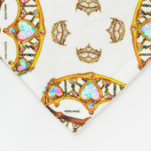 クイーンハート金ゴールドクラウンティアラ白フリースブランケット フリースブランケット (角)