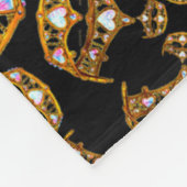 クイーンハート金ゴールドクラウンティアラ黒フリースブランケット フリースブランケット (角)