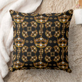 クイーンハート金ゴールドクラウンティアラ黒角枕 クッション (ブランケット)