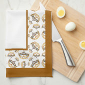 クイーンハート金ゴールドクラウン縁どティラキッチンタオル キッチンタオル (四つ折り)