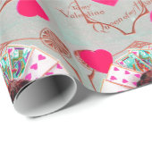 クイーンハート，ピンク明るい赤紫色バレンタインデー ラッピングペーパー (ロールコーナー)