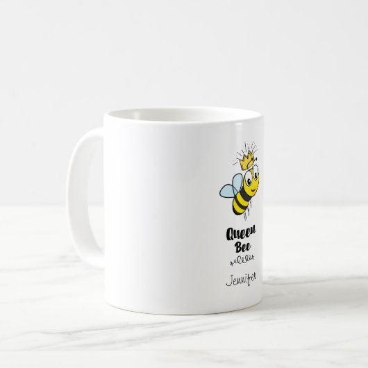 クイーンビーかわいいのまわりにと王冠パーソナライズされた コーヒーマグカップ (正面左)