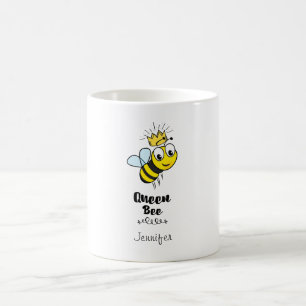 クイーンビーかわいいのまわりにと王冠パーソナライズされた コーヒーマグカップ