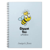 クイーンビーかわいいのまわりにと王冠パーソナライズされた ノートブック (正面)