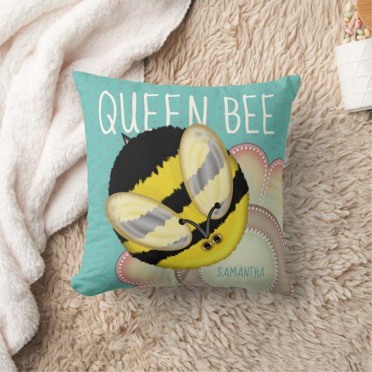 クイーンビーかわいいパーソナライズされたのまわりに クッション (ブランケット)