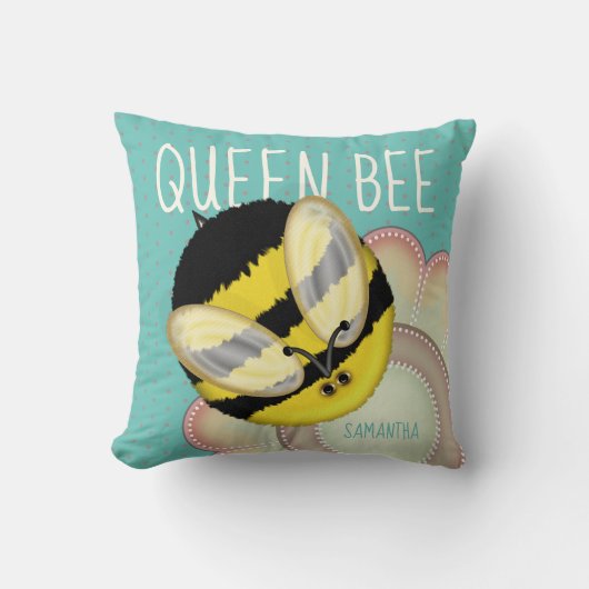 クイーンビーかわいいパーソナライズされたのまわりに クッション (正面)