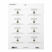 クイーンビーとクラウンファームまたは養蜂場 ラベル (フルシート)