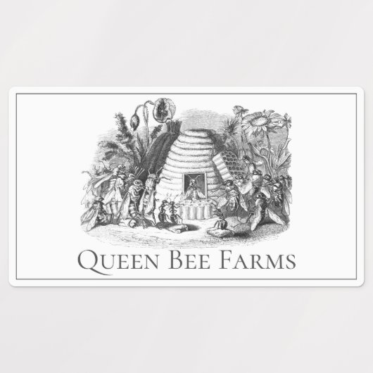 クイーンビーとビーハイブ養蜂製品 ラベル (デザイン1)