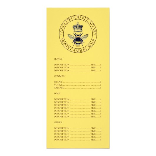 クイーンビーアピールハニー製品 ラックカード (正面)