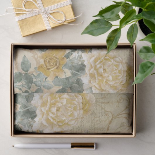 クイーンビーイエローローズウィズダマスクフローラ 薄葉紙 (ギフト)