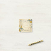 クイーンビーイエロー金ゴールドバラフローラモノグラム3x3 ポストイット (デスク上)