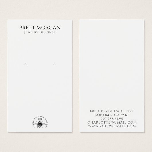 クイーンビーイヤリングジュエリー表示カード (正面&裏面)