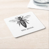 クイーンビーイラストレーションクラシックスケッチ スクエアペーパーコースター (アングル)