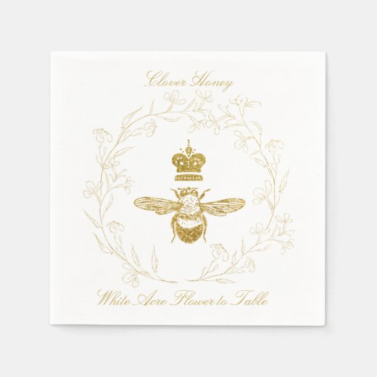 クイーンビーインアザフローラリース紙ナプキン スタンダードカクテルナプキン (正面)