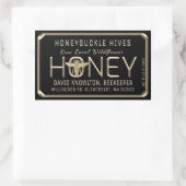 クイーンビーエンボス文字とフレームローローカルハニー 長方形シール (バッグ)