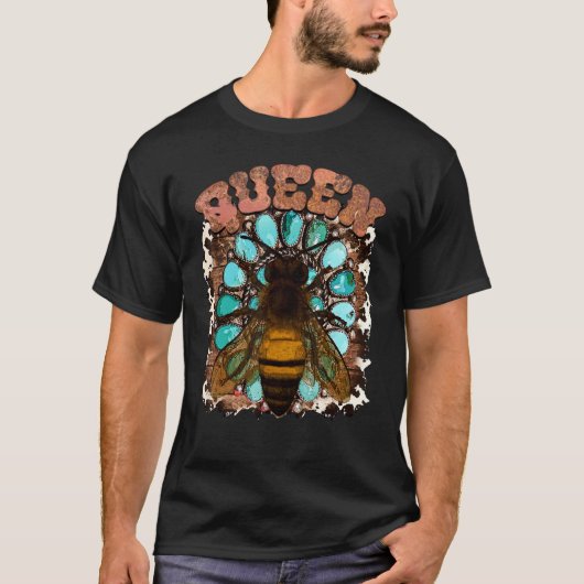 クイーンビーカウハイドトルコ石ウエスタンカウント Tシャツ (正面)