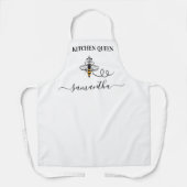 クイーンビーキッチン名ホワイトブラック エプロン (正面)