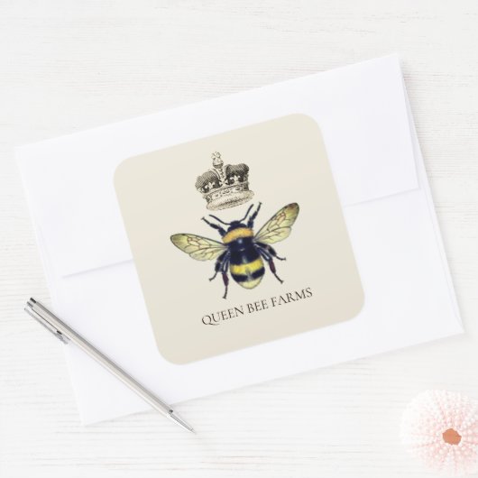 クイーンビークラウンアピールビーキーパーファームハニースクアール スクエアシール (封筒)
