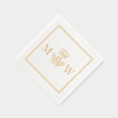 クイーンビークラウンカップル2イニシャルモノグラムフォーム 箔ナプキン (右)