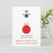 クイーンビークラウンハニーホワイトビジネスホリデーカード シーズンカード (スタンド正面)