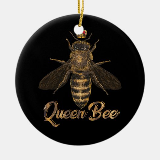 クイーンビークラウンビーキーピングハニーラバービーキーパー セラミックオーナメント (正面)