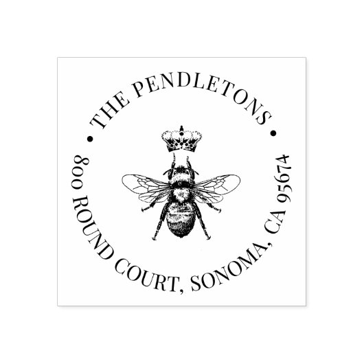 クイーンビークラウンファミリーネーム差出人住所セルフイン ラバースタンプ (インプリント)