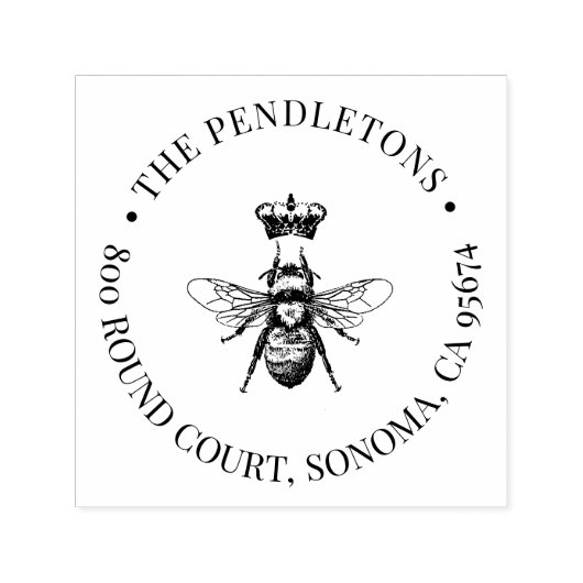 クイーンビークラウンファミリーネーム差出人住所 セルフインキングスタンプ (デザイン)