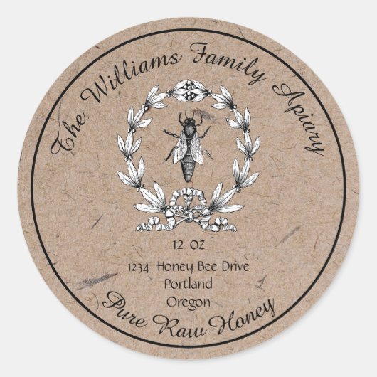 クイーンビークラフト紙ハニーアピール |生はちみつ ラウンドシール (正面)
