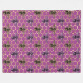 クイーンビーシリーズデザイン5 フリースブランケット (正面(横))