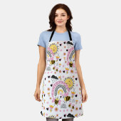 クイーンビーズキュートBFF、ベビーガール、ギフトピガーリーンク エプロン (着用した状態)