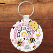 クイーンビーズキュートBFF、ベビーガール、ギフトピガーリーンク キーホルダー (正面)