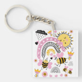 クイーンビーズキュートBFF、ベビーガール、ギフトピガーリーンク キーホルダー (正面)