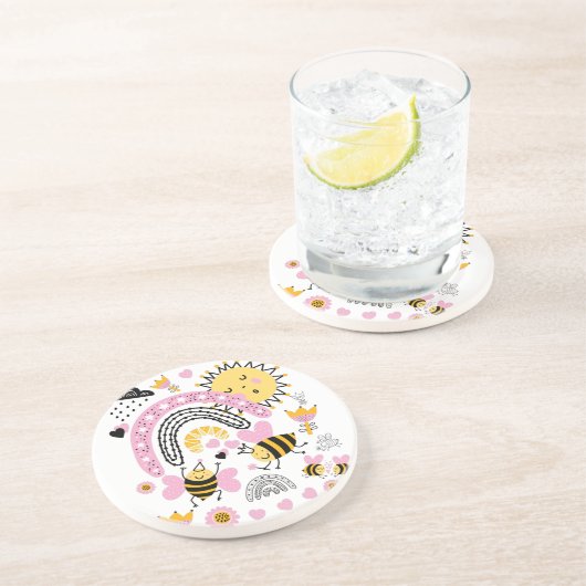 クイーンビーズキュートBFF、ベビーガール、ギフトピガーリーンク コースター (側面)