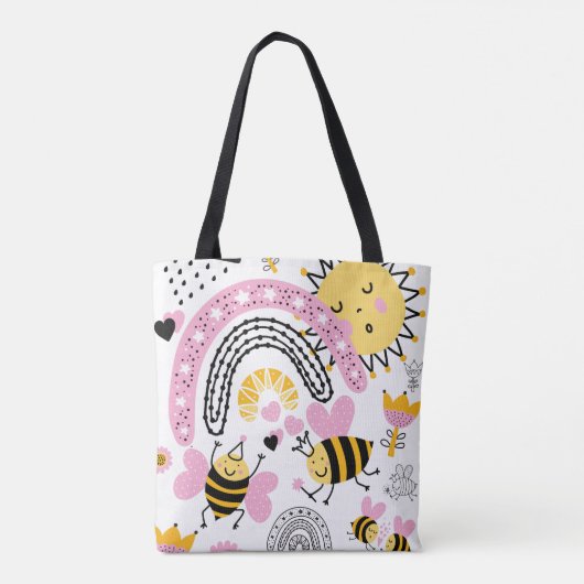 クイーンビーズキュートBFF、ベビーガール、ギフトピガーリーンク トートバッグ (裏面)
