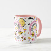 クイーンビーズキュートBFF、ベビーガール、ギフトピガーリーンク マグカップ (正面右)