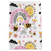 クイーンビーズキュートBFF、ベビーガール、ギフトピガーリーンク ミディアムペーパーバッグ (裏面)