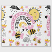 クイーンビーズキュートBFF、ベビーガール、ギフトピガーリーンク ラッピングペーパー (フラット)