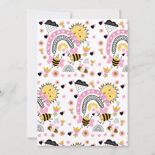 クイーンビーズキュートBFF、ベビーガール、ギフトピガーリーンク 招待状 (正面)