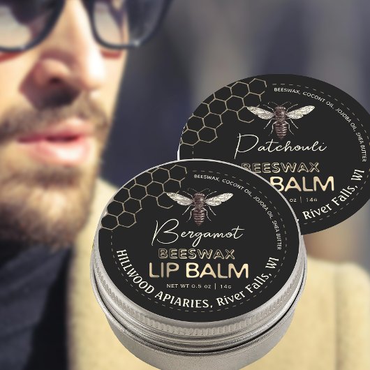 クイーンビーズワックスリップバームラベルハニカム ラウンドシール